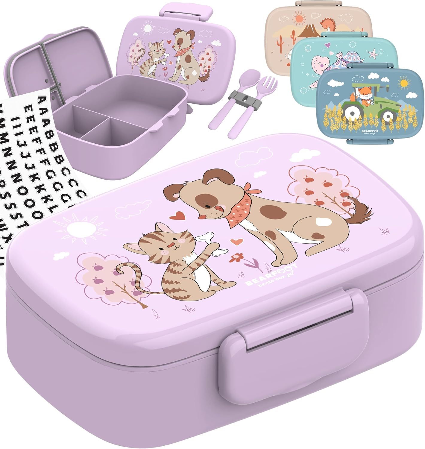 BEARFOOT Brotdose Kinder mit Fächern (BPA-frei, auslaufsicher) – Lunchbox/Bento für Mädchen & Jungen