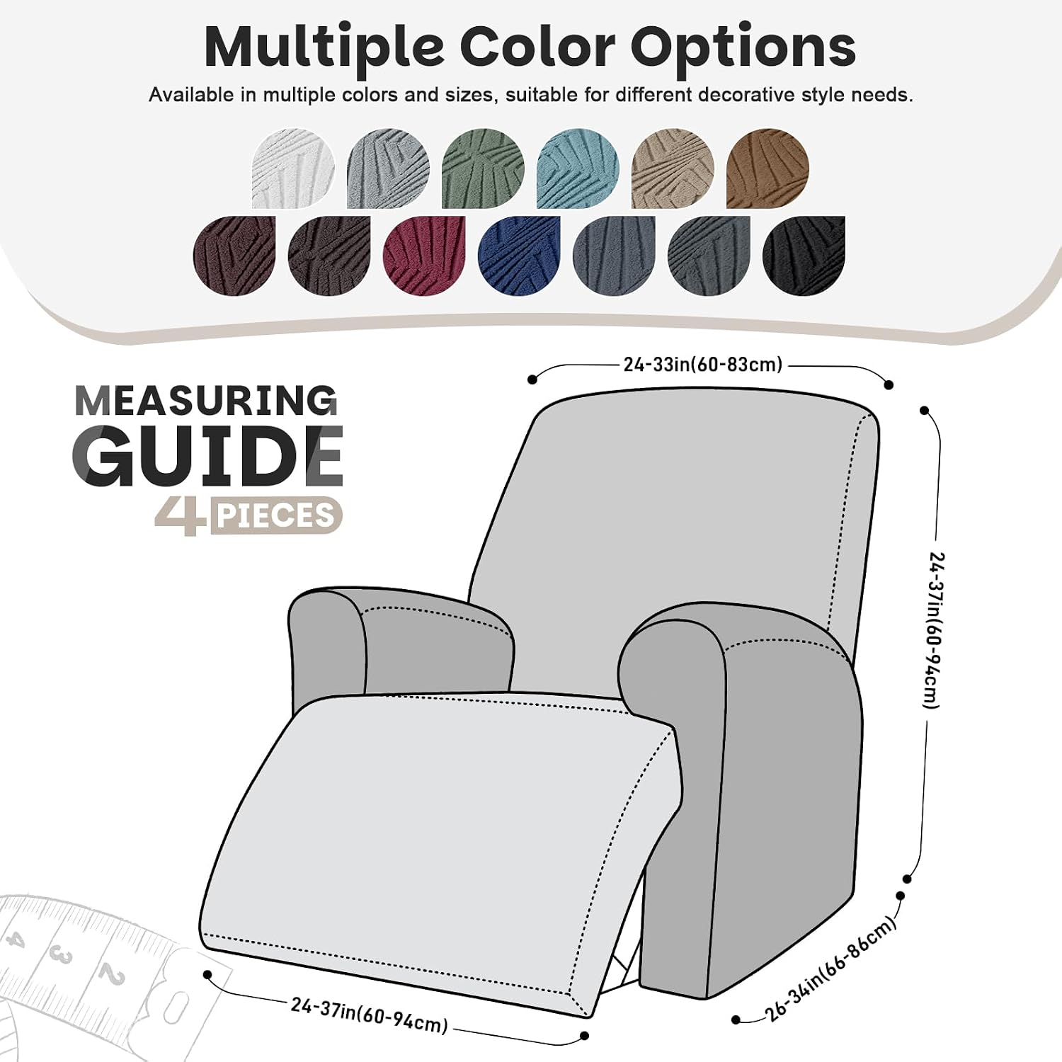 Detalle de VANSOFY Recliner Chair Cover, 4-Piece