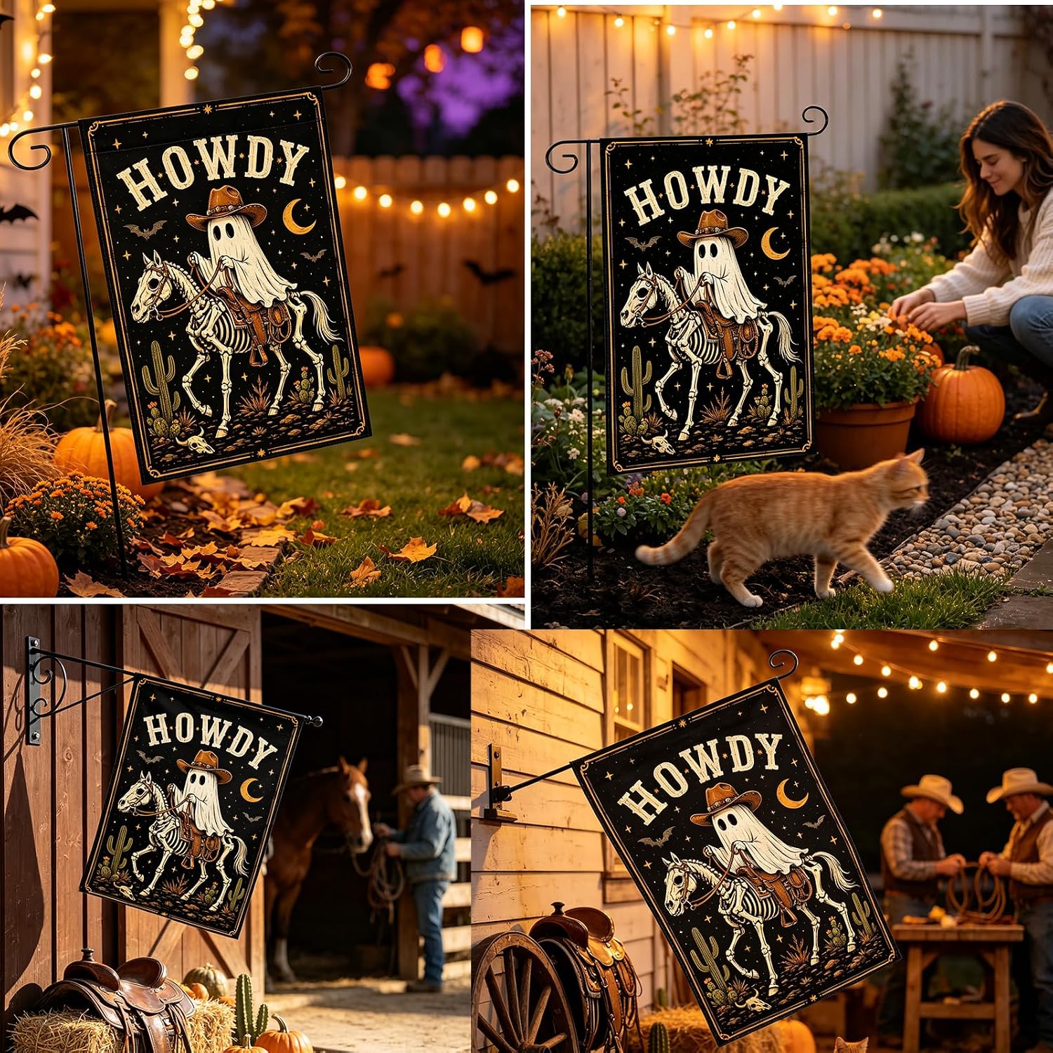 Detalle de Dimidium Western Ghost Rider Halloween House Flag, 28 x 40-Inch Double-Sided Polyester