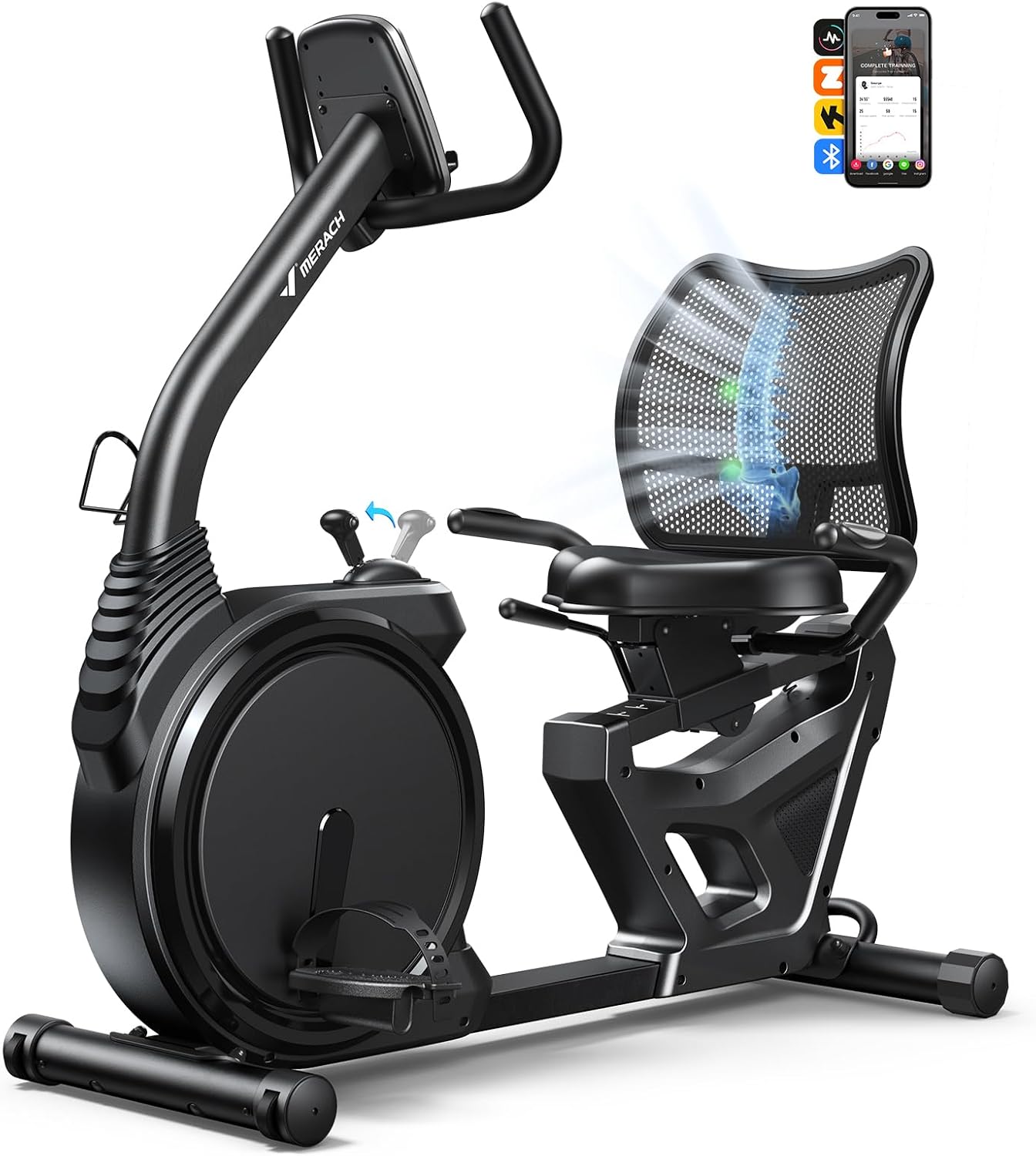 Detalle de MERACH Recumbent Exercise Bike for Home – High-End, Quiet & Comfortable