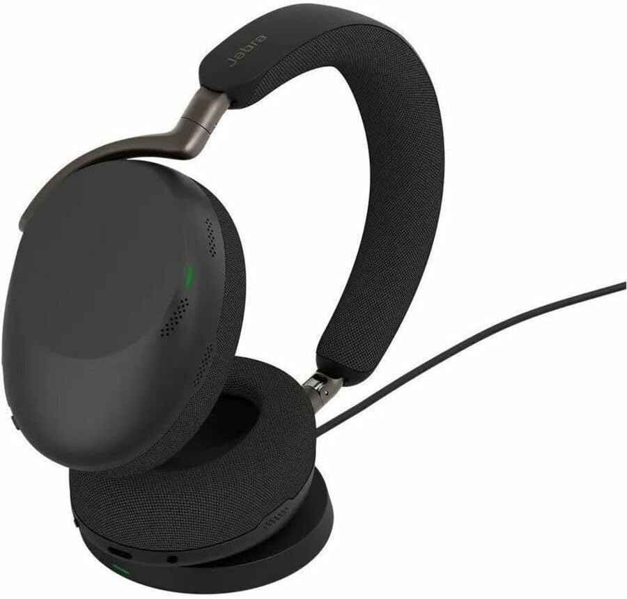 Detalle de Jabra Evolve3 85 UC ワイヤレスヘッドセット、適応型ANC・AI音声処理・折りたたみ式、Link 390c付