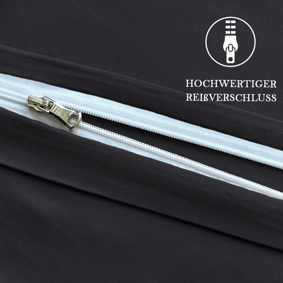 Detalle de Nesture Kissenbezug 40 x 80 cm (2er-Set) – Kopfkissenbezüge aus 100% Mikrofaser, schwarz, mit Reißverschluss