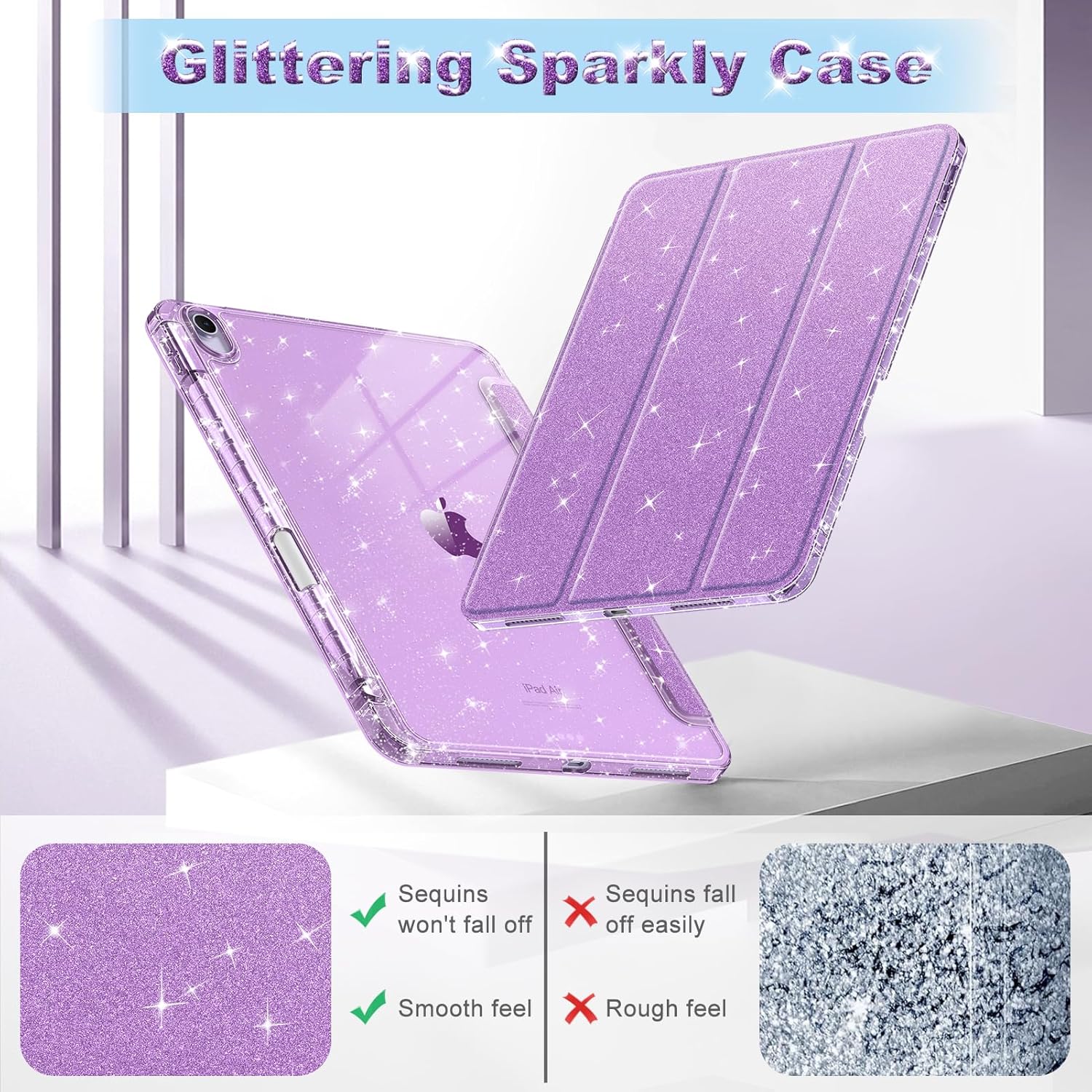 Thumbnail 3 de FINTIE Glitter Case for iPad Air 11-inch (M4/M3/M2) and iPad Air 5th Gen 10.9" (Purple)