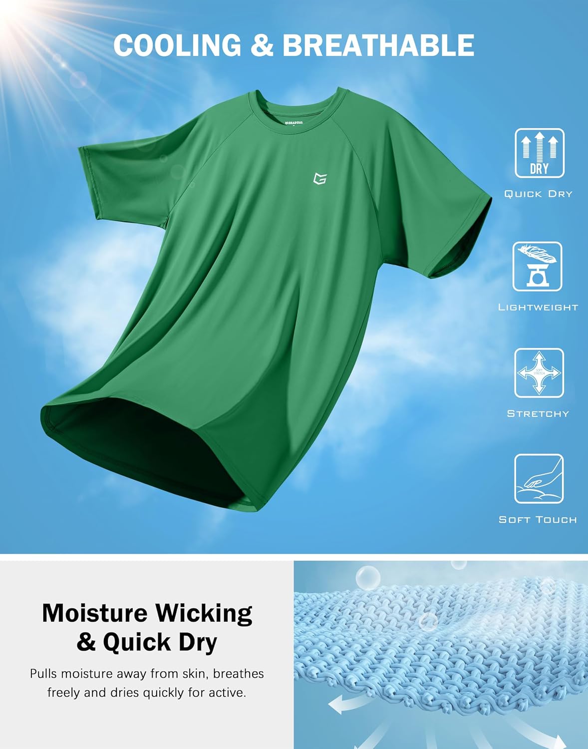 Detalle 1 de G Gradual Men's Athletic T-Shirt UPF 50+