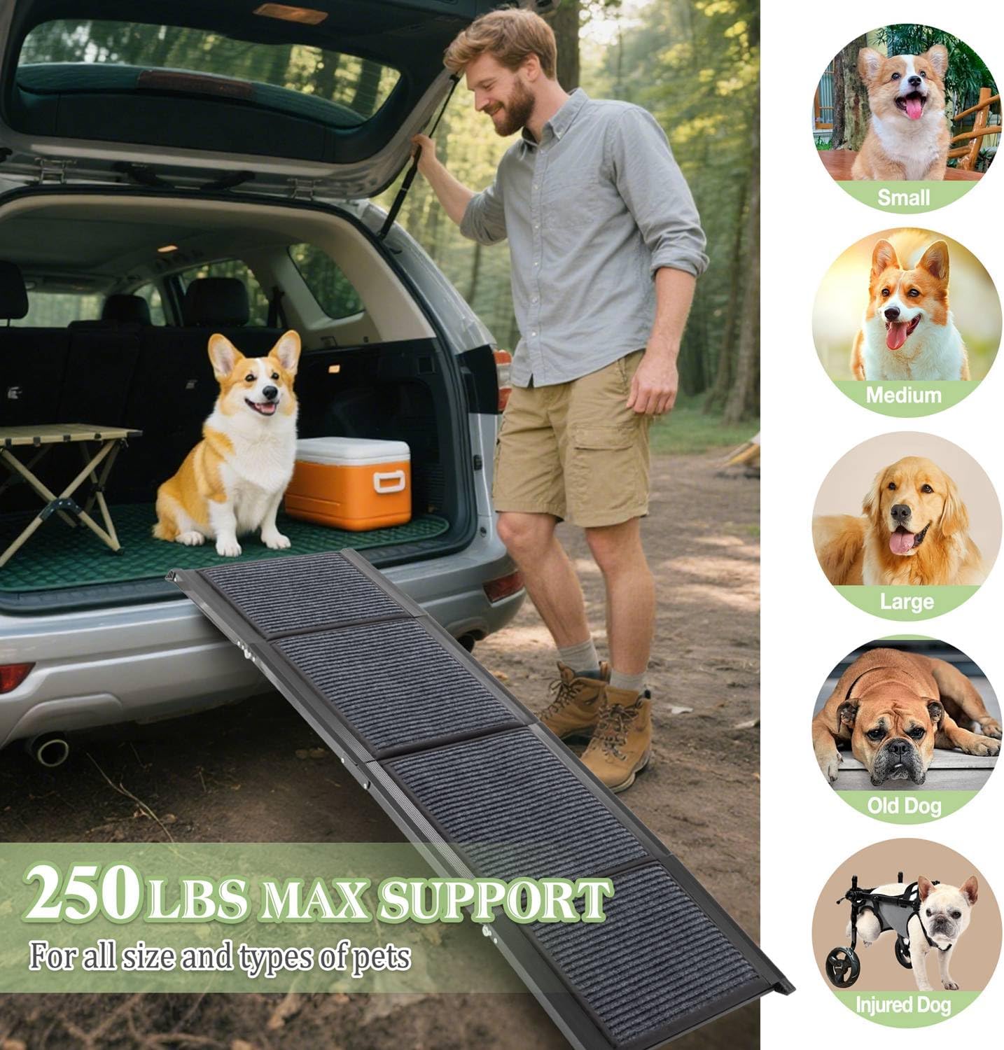 Detalle de PawHaven folding dog ramp 170x44cm