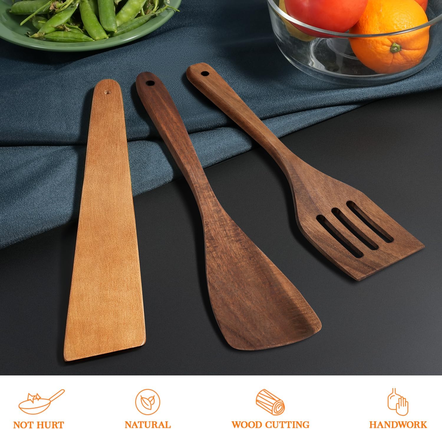 Detalle de MORGLES Wooden Spatula Set, Acacia Wood