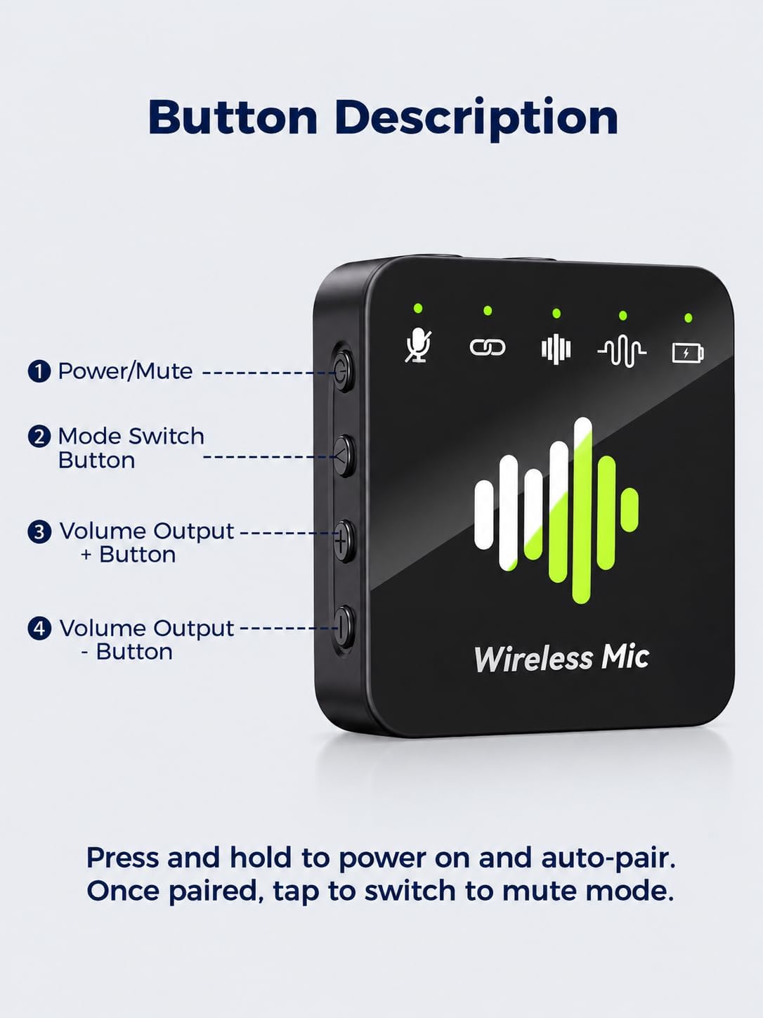 Thumbnail 1 de MENERESAS Wireless Lavalier Mic for iPhone 75ft