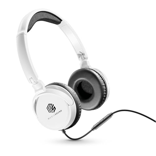 Detalle de Music Sound Headband Basic: auriculares con cable: supraaurales, micrófono y plegables en blanco
