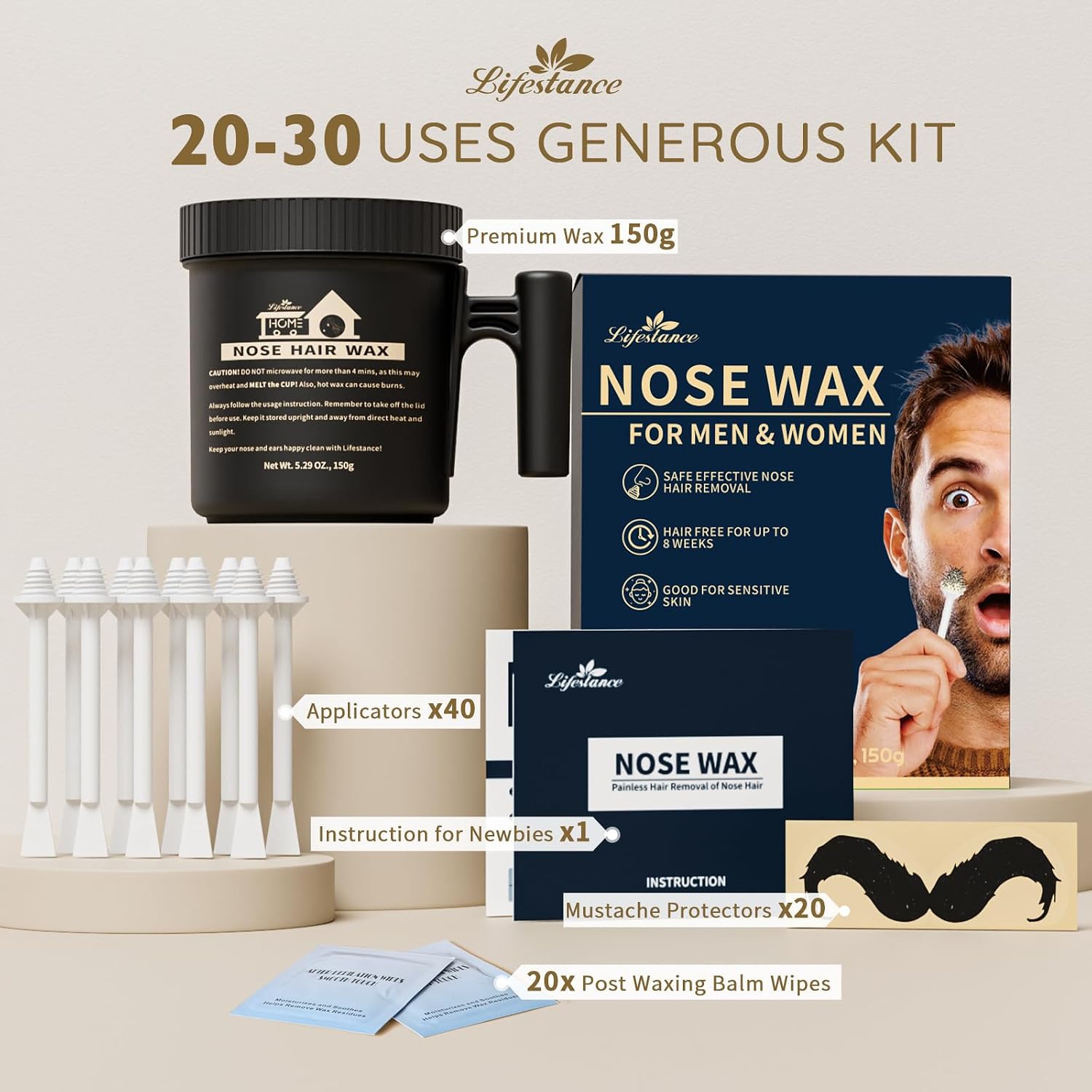 Detalle 2 de Lifestance Nasenwachs-Set 150 g für Männer