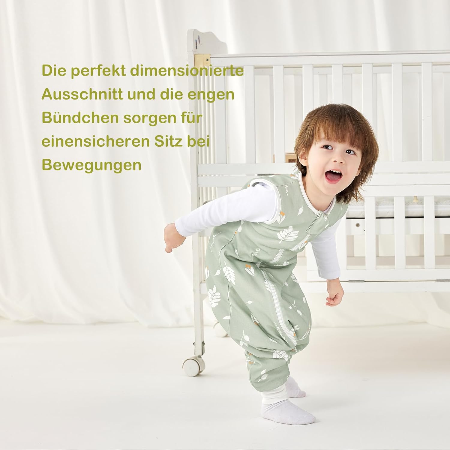 Detalle de Nivolltha 1,5 TOG Babyschlafsack mit Füßen aus 100 % Baumwolle – Ganzjahres-Schlafsack in Größe L