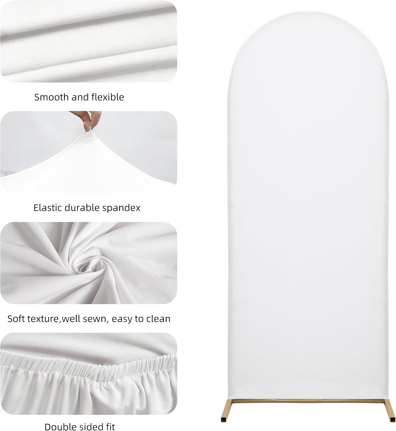 Detalle de DREAHOTEXTIL 7.2FT Arch Cover Fitted Cover for Wedding & Event Backdrop (White, Cover Only)