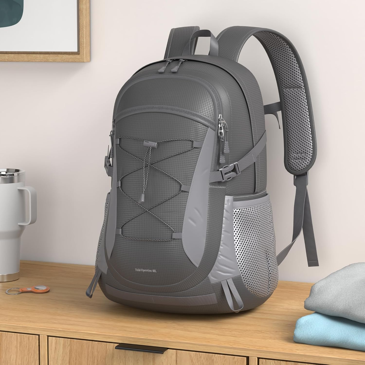 Detalle 2 de RAINSMORE Wanderrucksack 40L wasserdicht