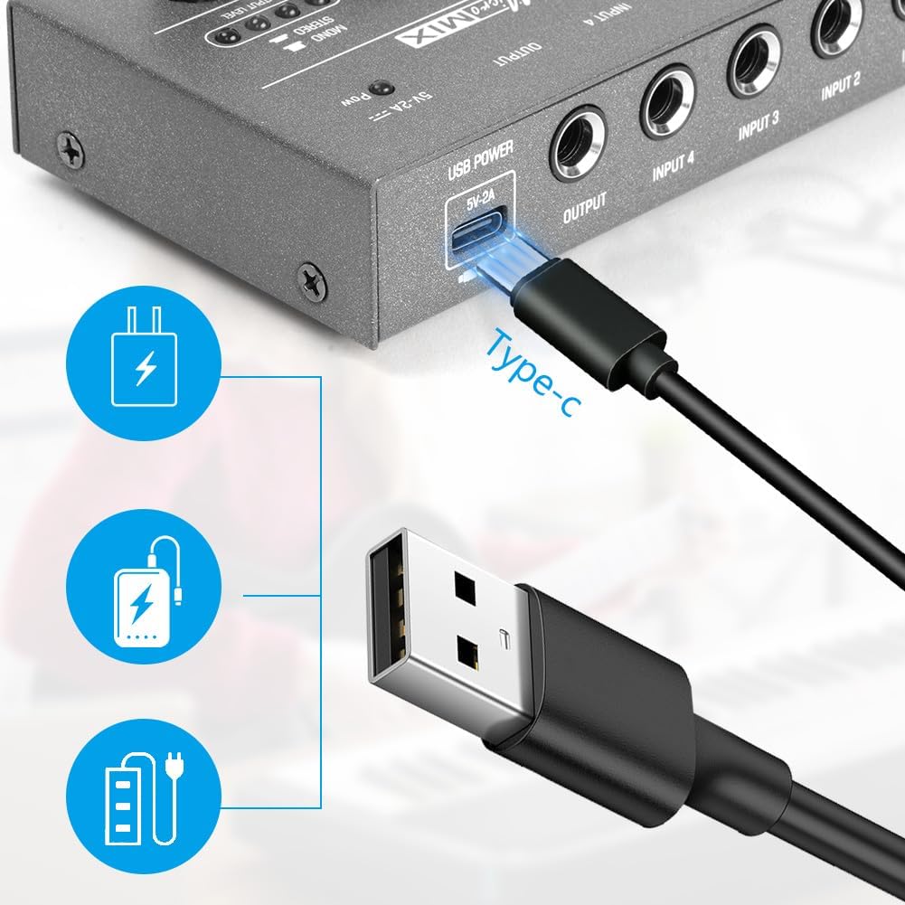 Detalle de OFFCUP 4-Channel Audio Mixer, Compact Metal Line Mixer with Individual Volume Controls