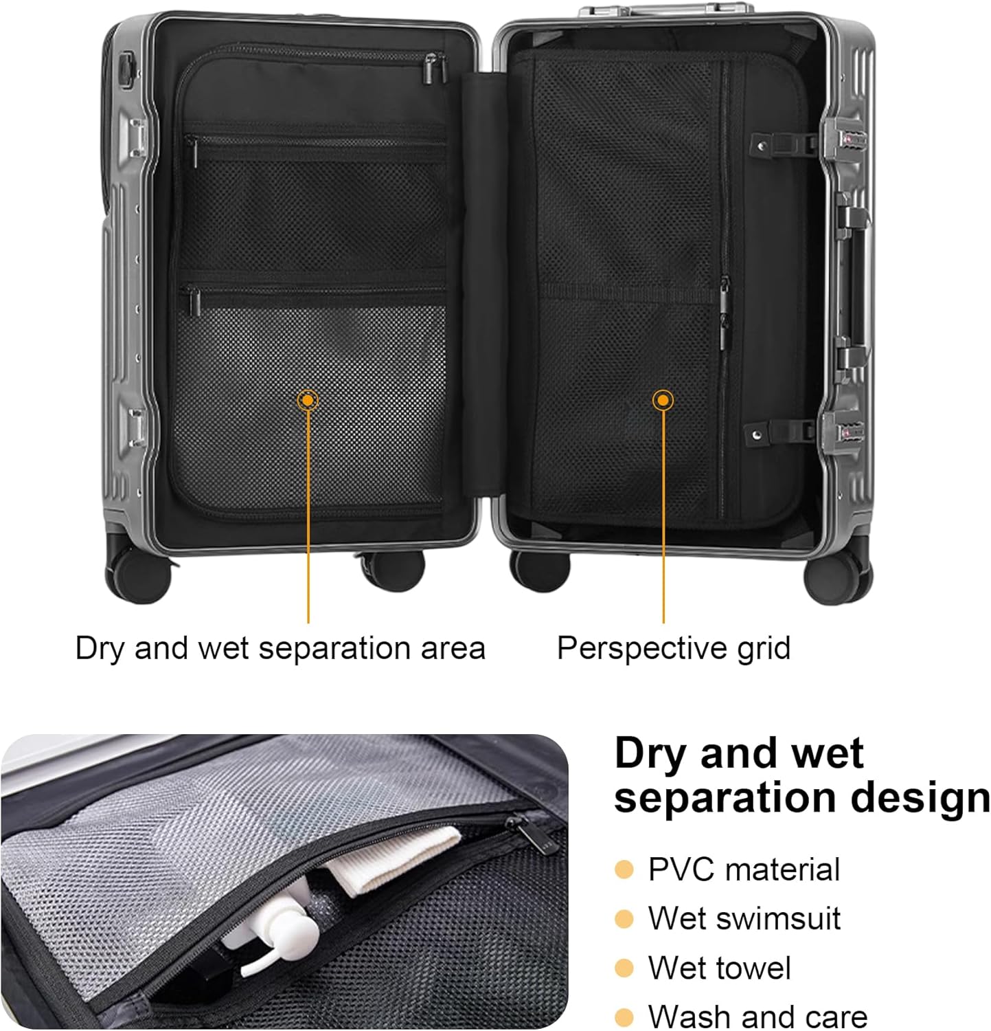 Thumbnail 1 de AIWEINY Carry-on Luggage with TSA Lock and 360° Wheels – 20" (Dark Gray)