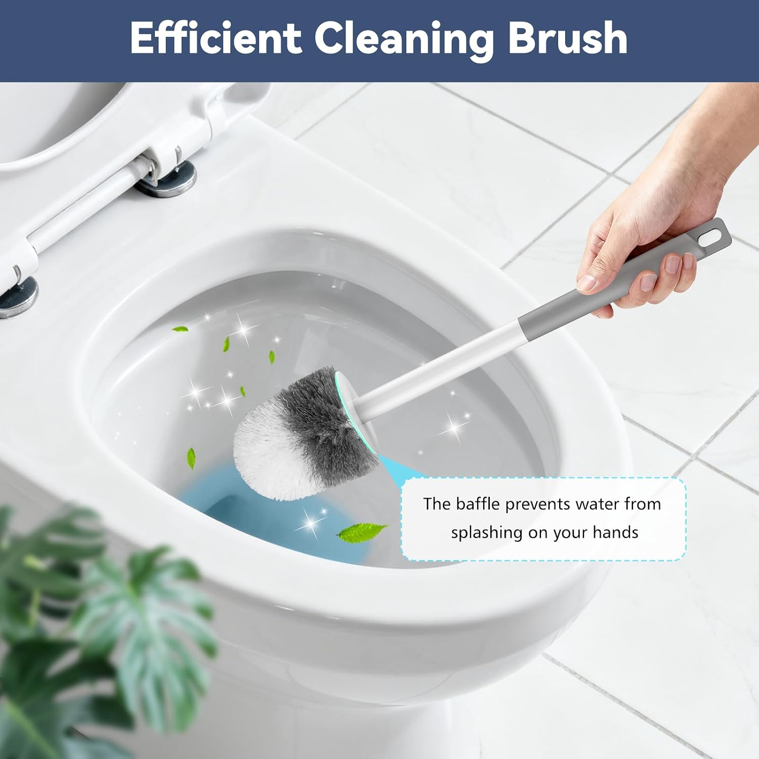 Thumbnail 5 de EZKEY 3-Pack Compact Toilet Brush and Holder Set with Hidden Holder and Drip-Proof Base