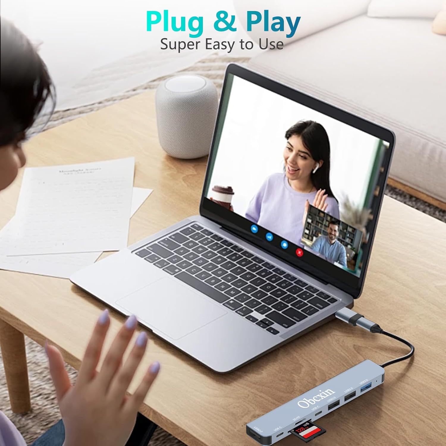 Thumbnail 6 de Obcxin USB‑C Hub 8‑in‑2: USB 3.0, 2× USB 2.0 und SD/TF für MacBook, iPad Pro & Surface