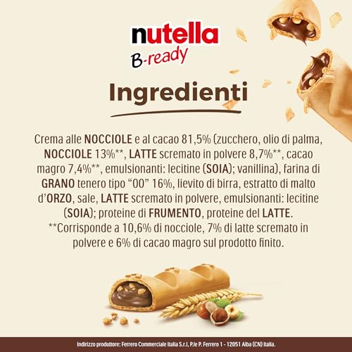 Detalle de Nutella B-ready - 36 Snack Dolci Monoporzione, Croccante Cialda di Pane Ripiena Nutella (792 g)