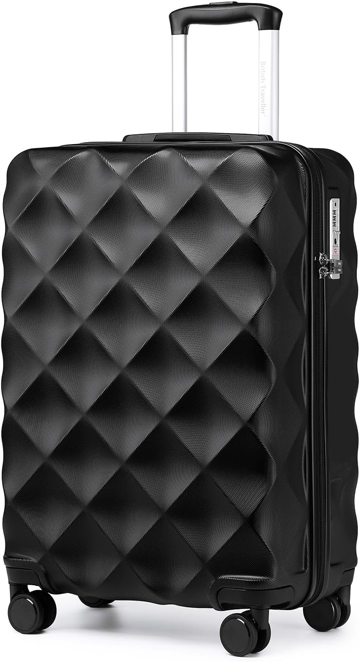 Detalle de British Traveller Valigia Trolley 54CM ABS+PC con Ruote Girevoli e TSA – 20" nera