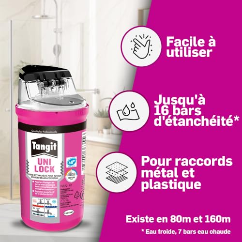 Thumbnail 2 de Tangit Uni-Lock Fil de nylon (bobine 80 m) – Fil d’étanchéité universel pour raccords filetés sur métaux et plastiques