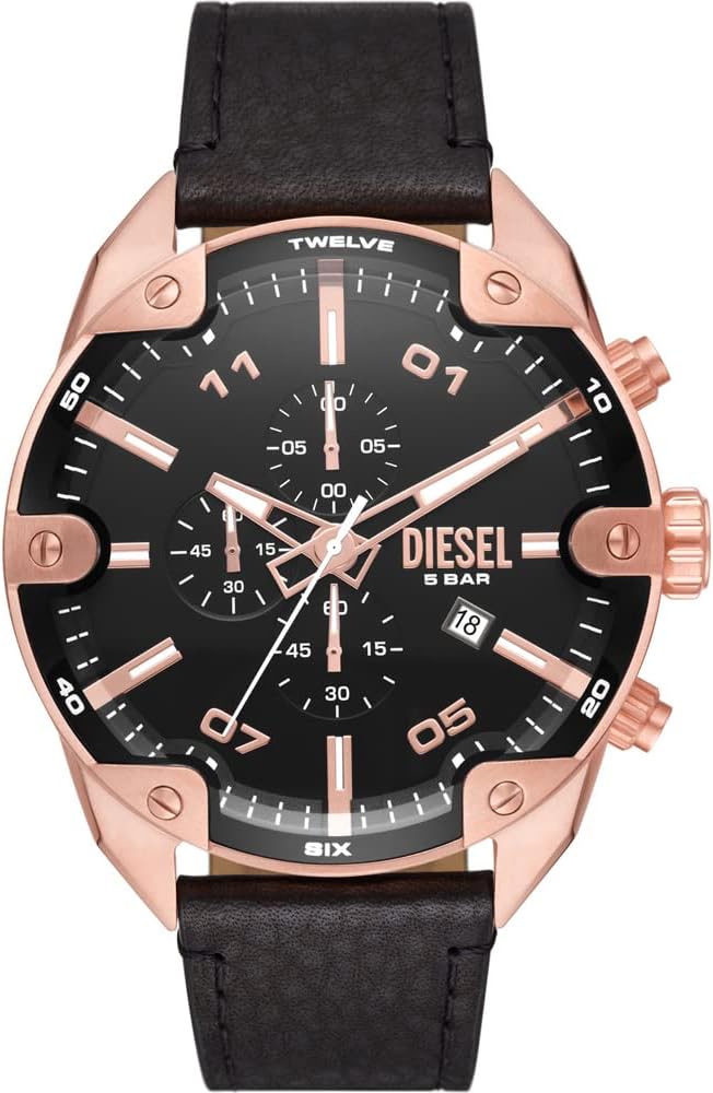 Thumbnail 5 de Diesel Spiked Herren Uhr – Quarz-Chronograph mit Lederarmband und Faltschließe