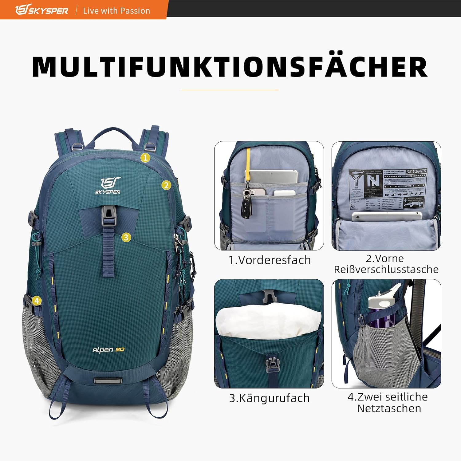Detalle 2 de Zaino trekking SKYSPER 30L per hiking