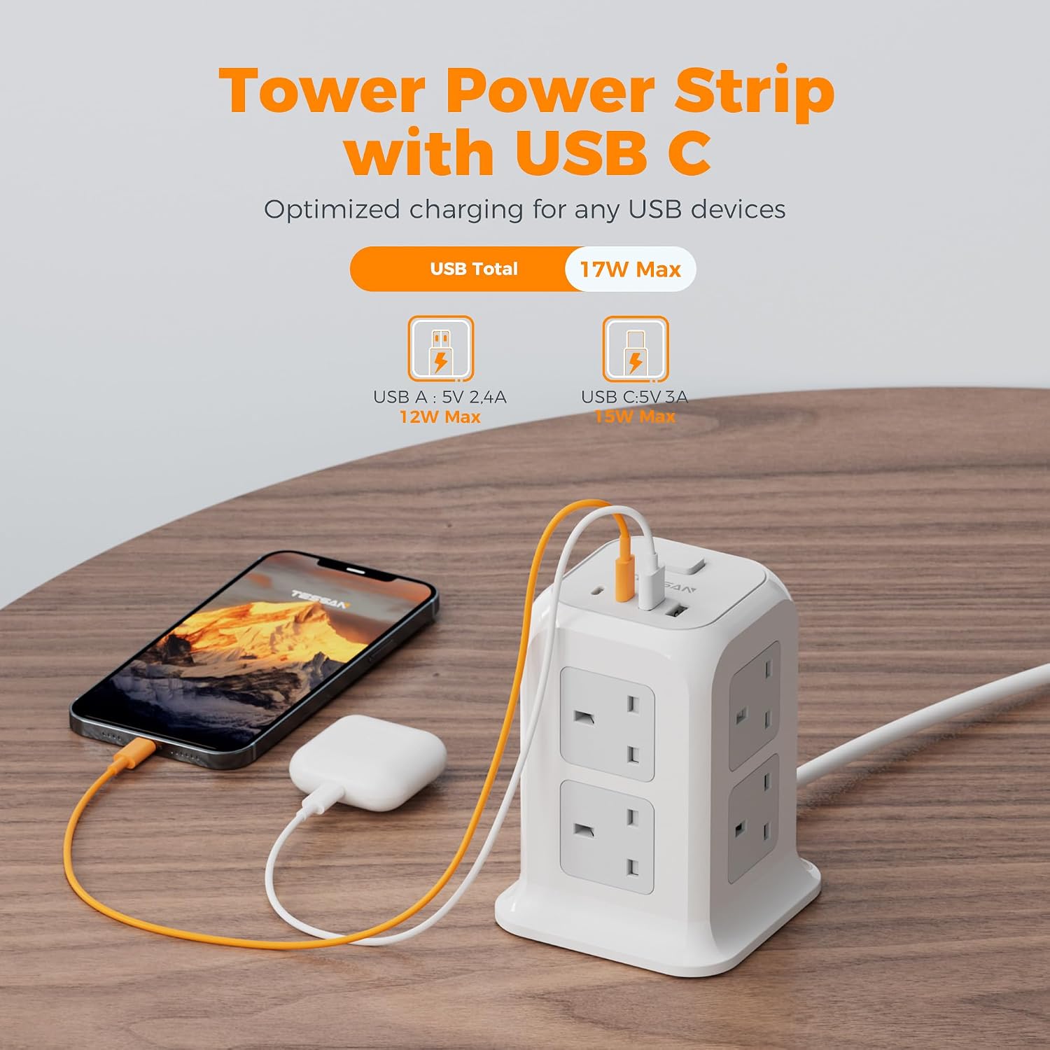 Detalle de TESSAN Tower Extension Lead 3250W