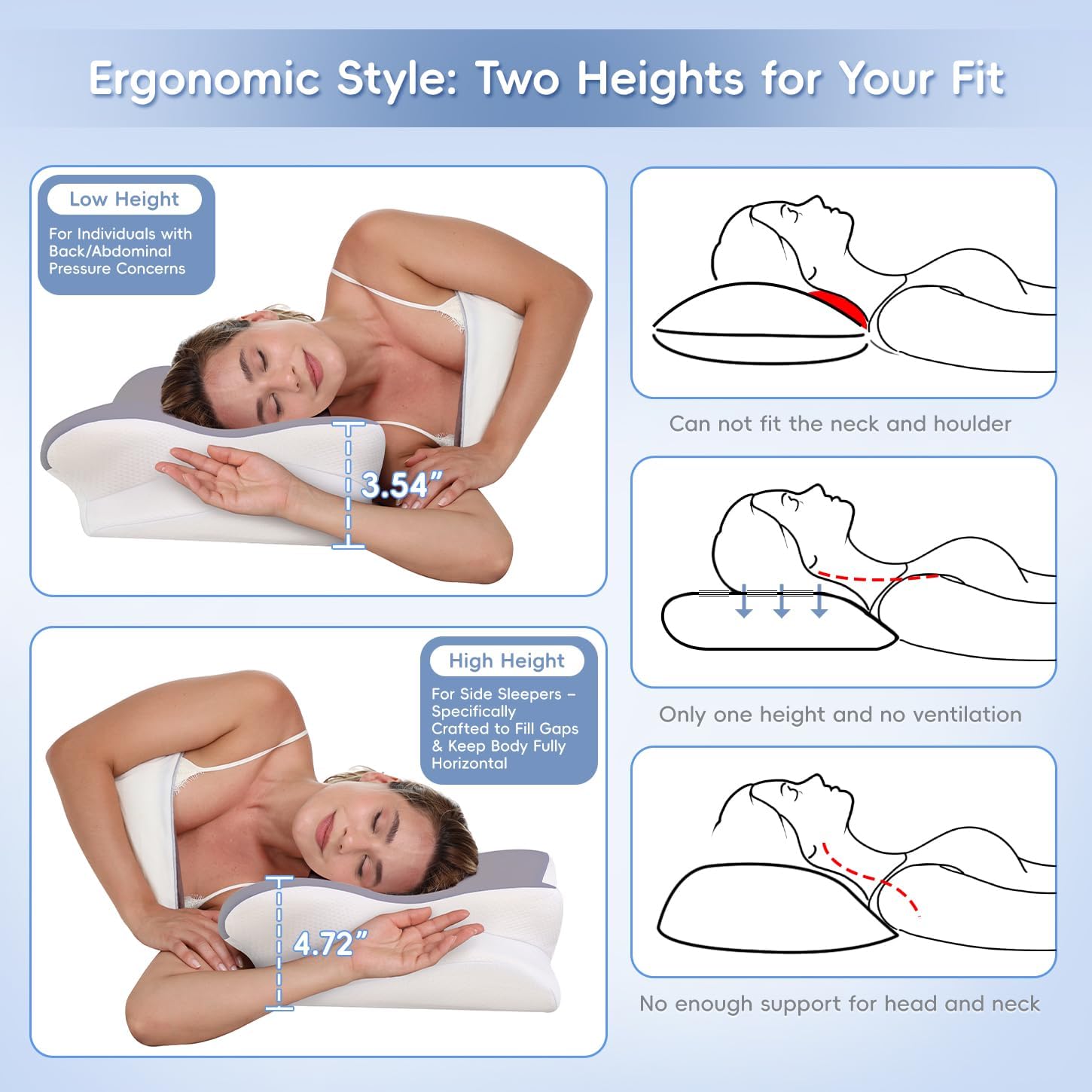 Thumbnail 3 de Missleep Cervical Neck Pillow: 2-Height Memory Foam Ergonomic Support