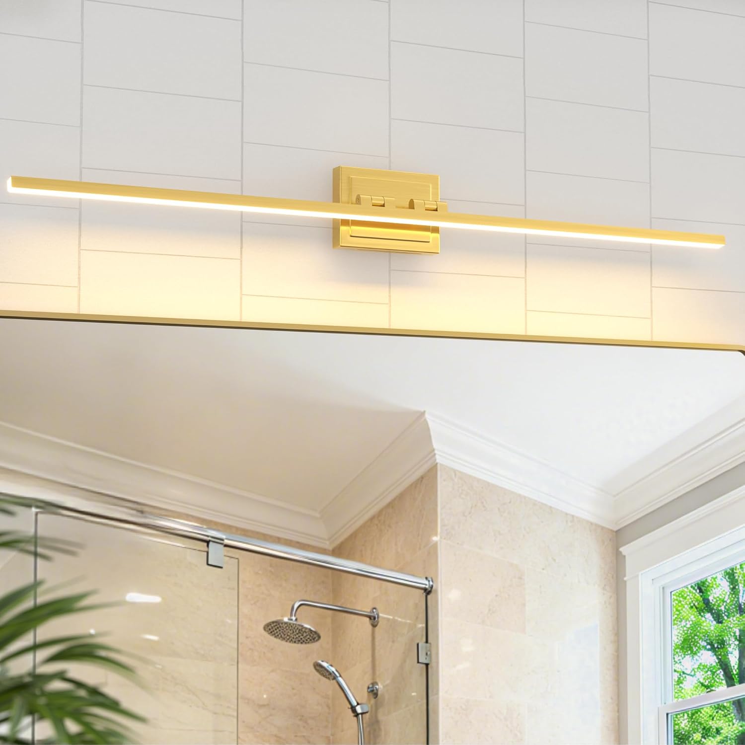 Detalle de VOLISUN 21914ZM-G-120CM 48-Inch Gold LED Vanity Light, 5 CCT, Dimmable