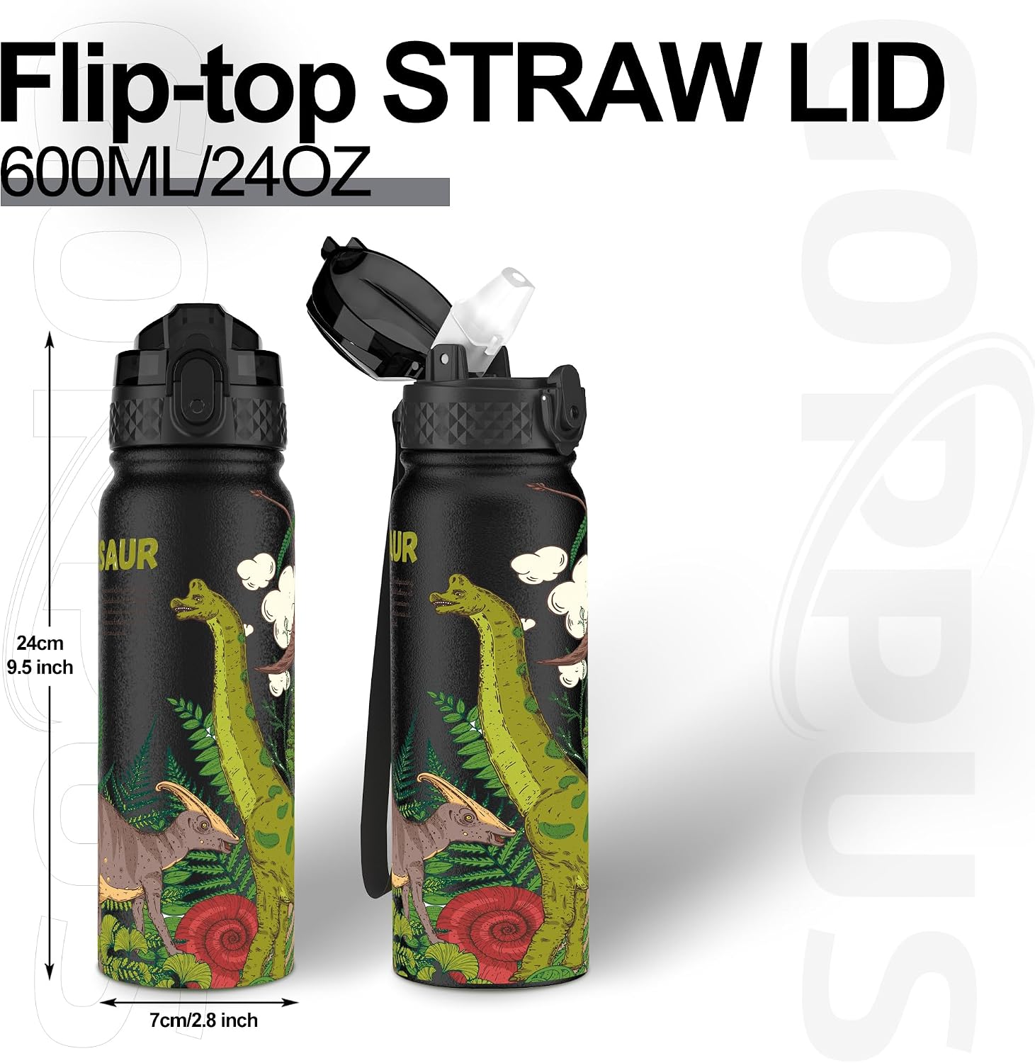 Detalle 2 de GOPPUS water bottle 600ml insulated straw