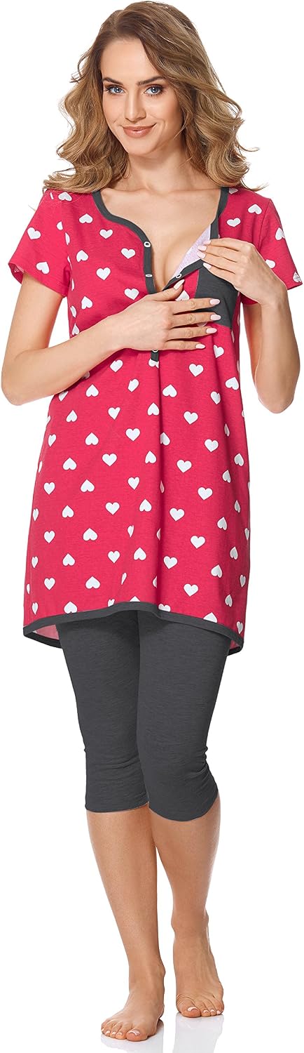 Detalle de Ensemble pyjama grossesse et allaitement Bellivalini BLV50-126 (haut + leggings capri)
