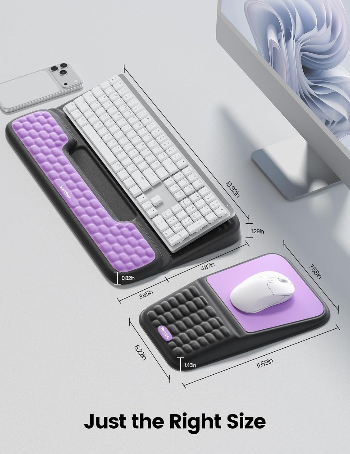 Thumbnail 6 de Vaydeer STH038 Keyboard Stand and Mouse Pad Set, Memory Foam Wrist Rest, Red and Black