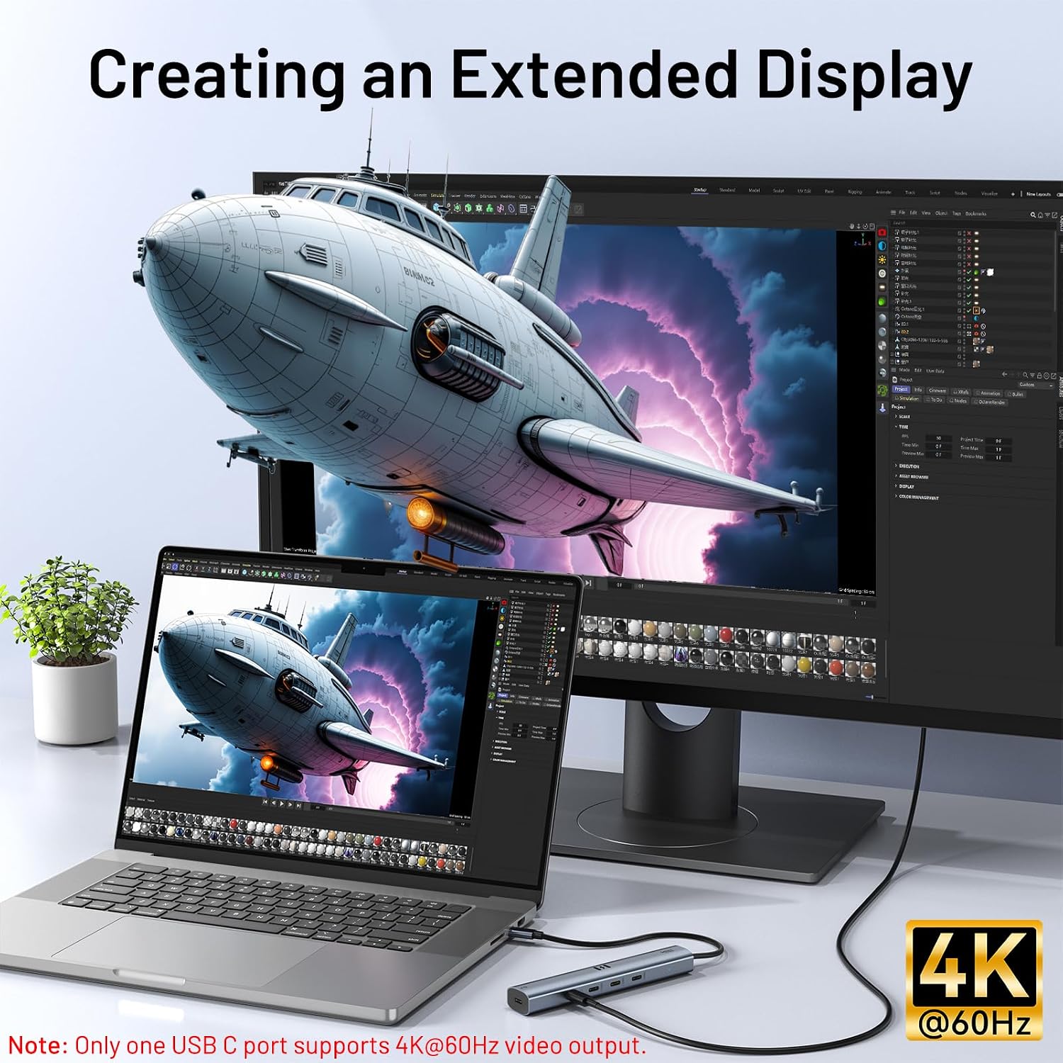 Detalle de USB C Video Hub 10Gbps Adapter 4K@60Hz