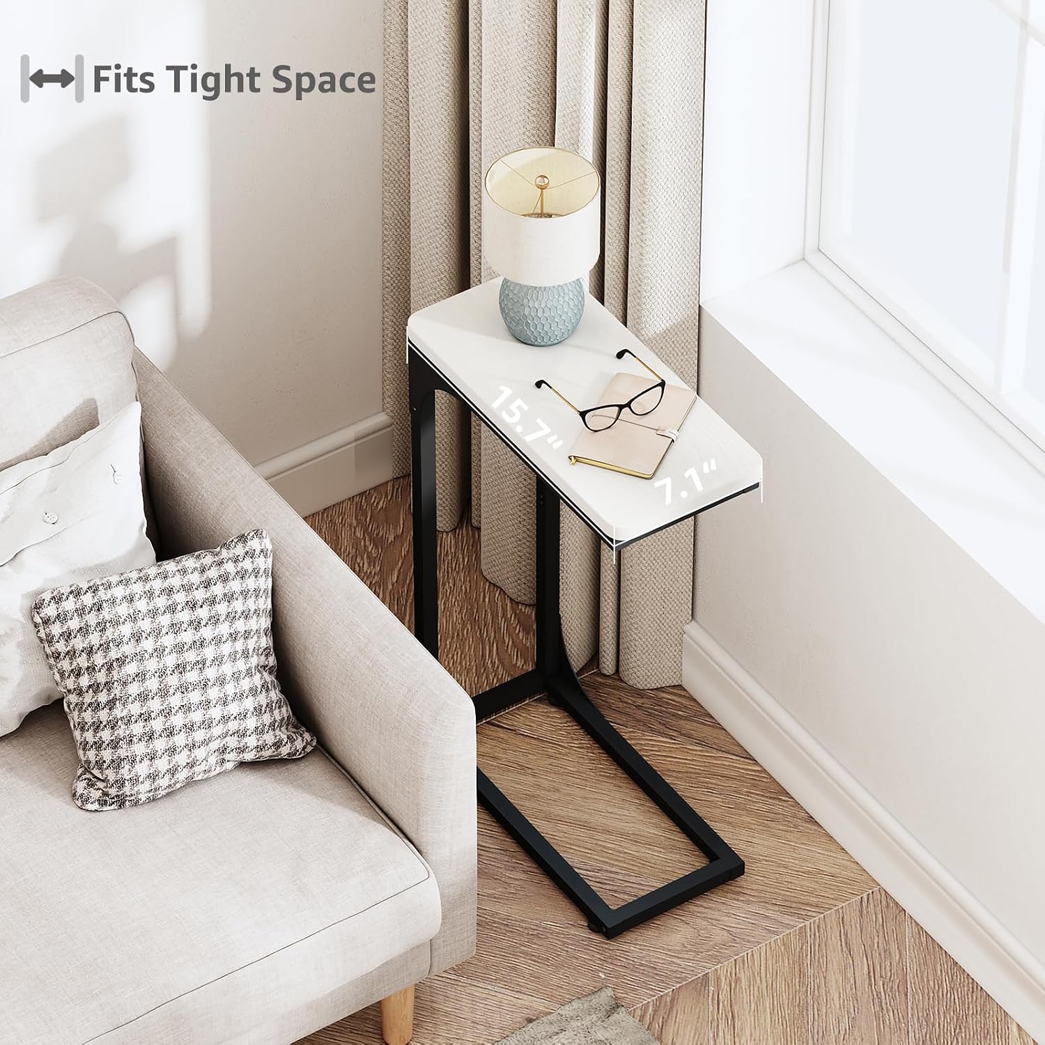Detalle 2 de QEEIG C-Shape Side Tables, 7.1-Inch Width