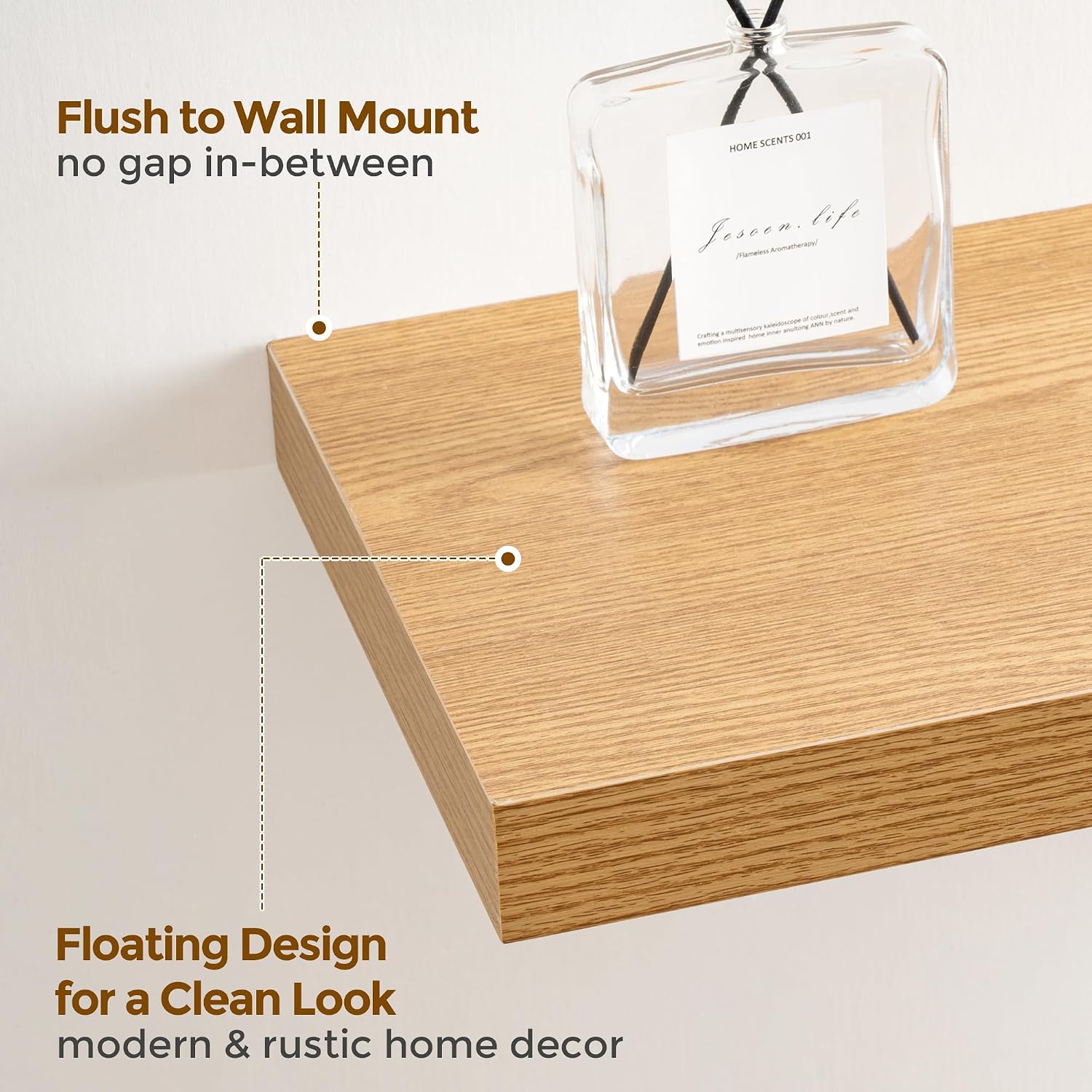 Thumbnail 6 de Heimlove Floating Shelves for Wall, 9.3-Inch-Deep Oak Shelves, Set of 2