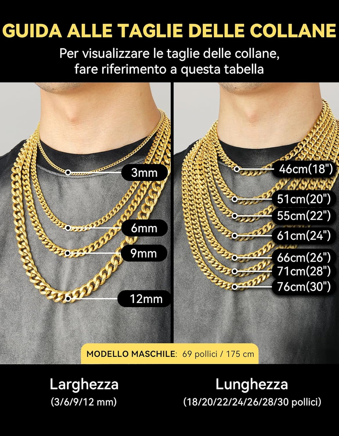 Thumbnail 6 de ChainsHouse Collana Uomo in acciaio dorato – catena cubana 6 mm x 66 cm, 41 g