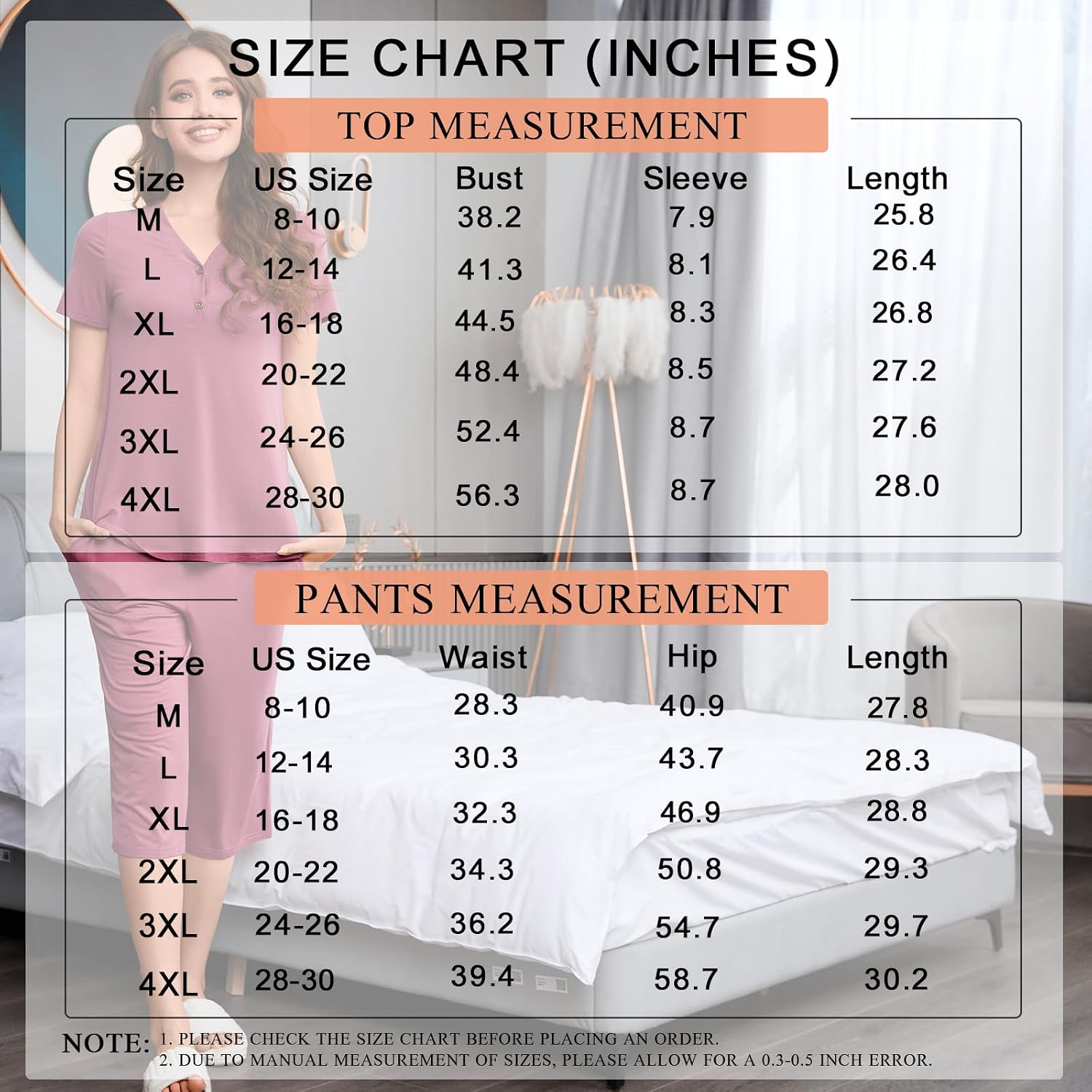 Thumbnail 6 de Anyally Women's Pajama Set: Summer 2-Piece Short Sleeve Top + Capri Pants with Pockets