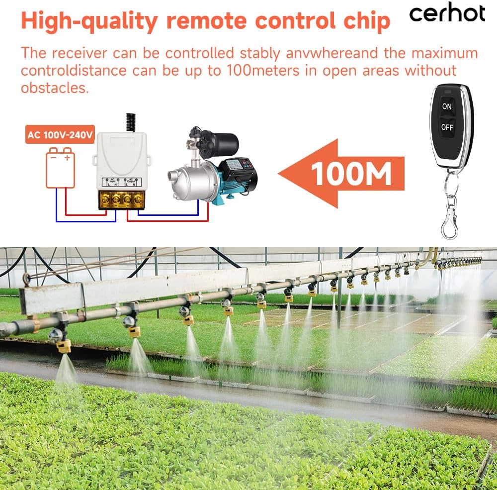 Detalle 1 de cerhot White AC220V 30A 100m draadloze schakelaar met afstandsbediening, 433 MHz