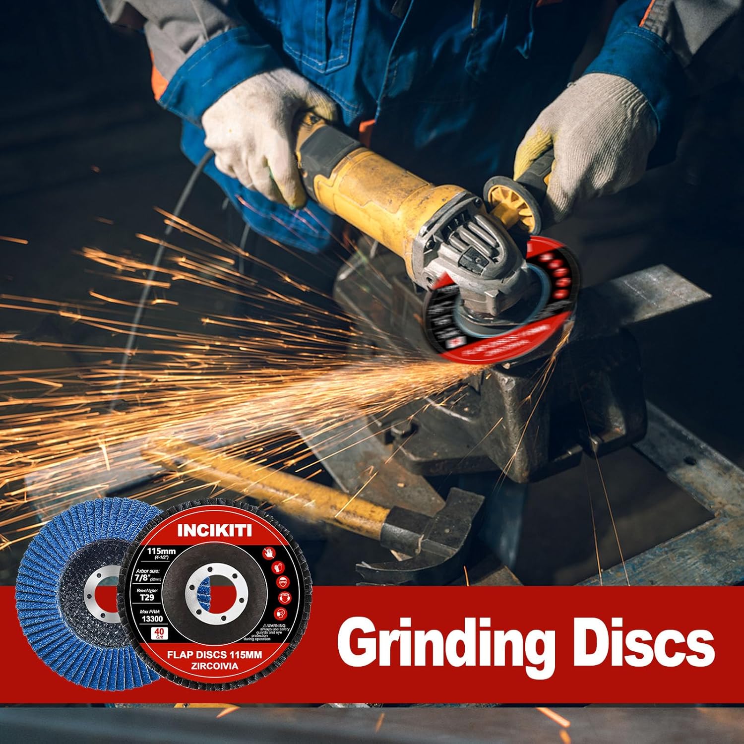 Thumbnail 5 de INCIKITI 115mm Type 29 flap discs for angle grinders (20 pack, mixed grits)