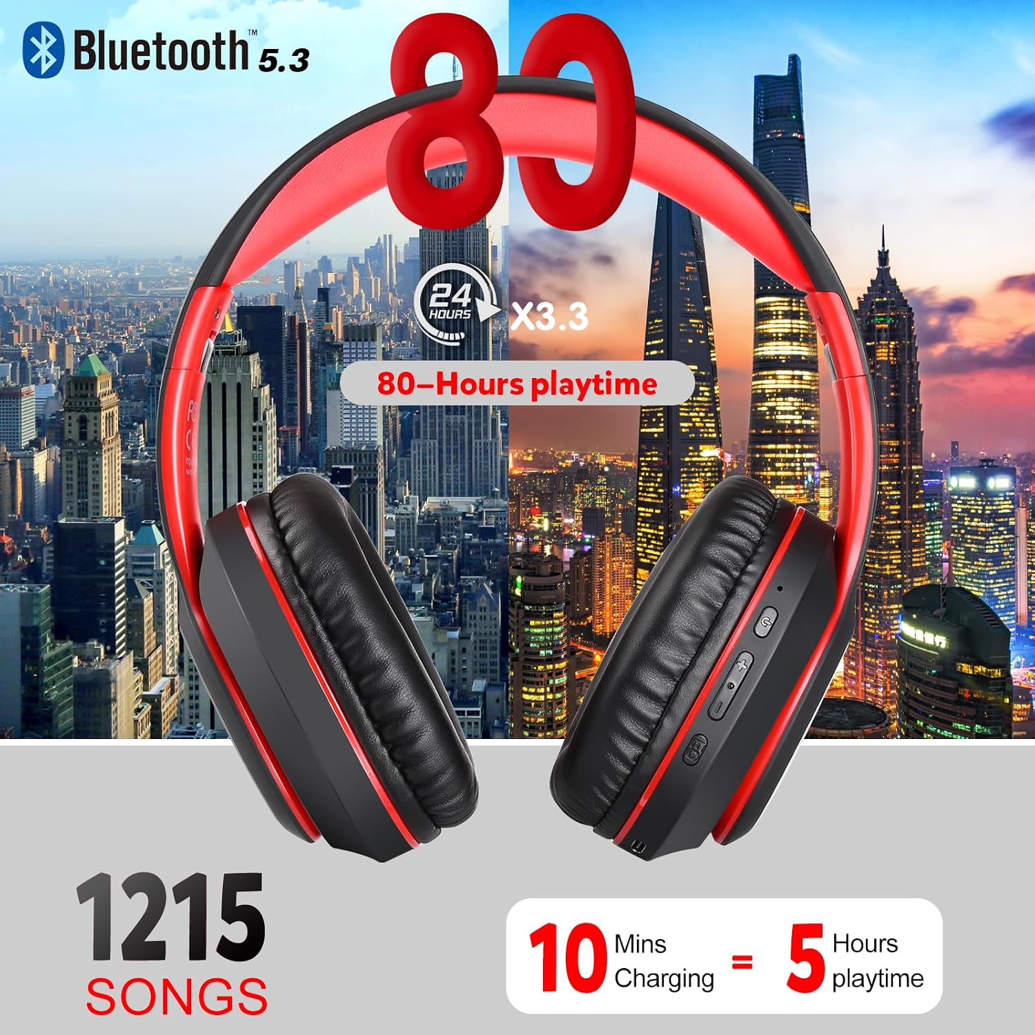Thumbnail 1 de WorWoder W-915 Wireless Headphones 80 Hours
