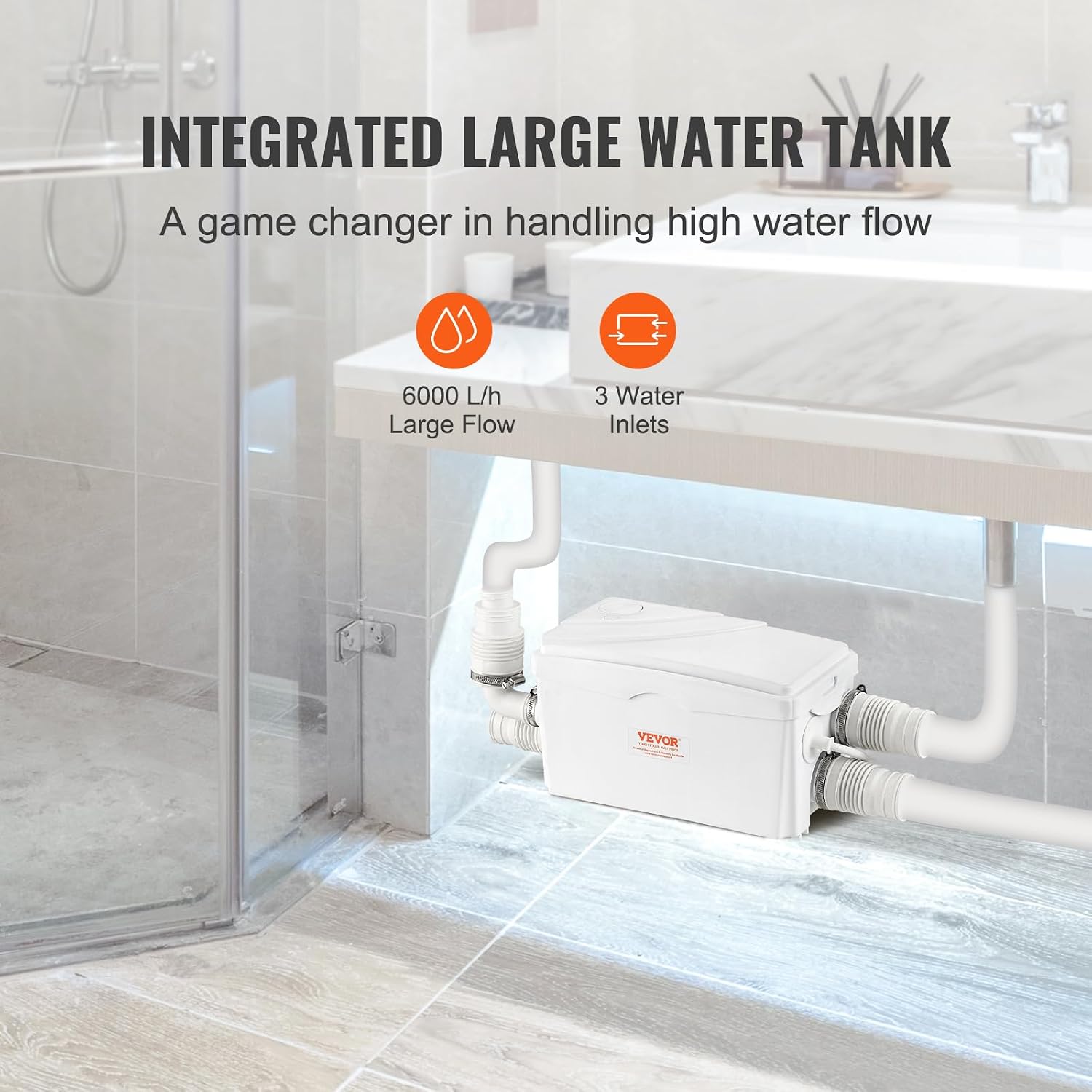 Detalle de VEVOR Hebeanlage 350 W, 6000 l/h Abwasserpumpe 🚰