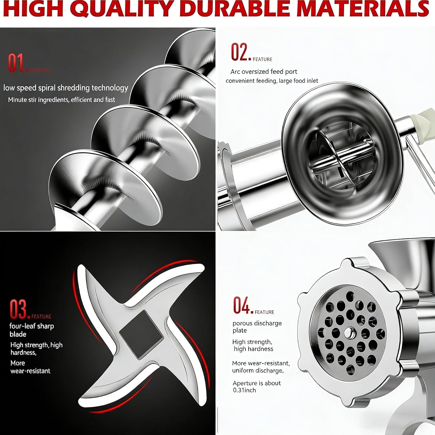 Thumbnail 4 de Manual Meat Mincer and Sausage Stuffer with Clamp – Handy Hand-Operated Kitchen Helper