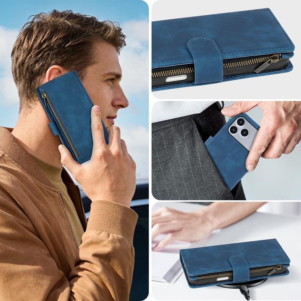 Thumbnail 6 de Vicloon Wallet Case for iPhone 17 Pro Max, Blue PU Leather Flip Case