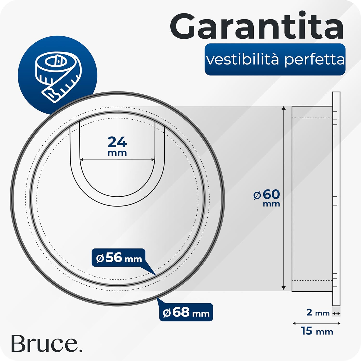 Thumbnail 5 de BRUCE.® Premium Passacavi Scrivania – 2 pezzi Ø60 mm, 2 passerelle differenziate, finitura Argento