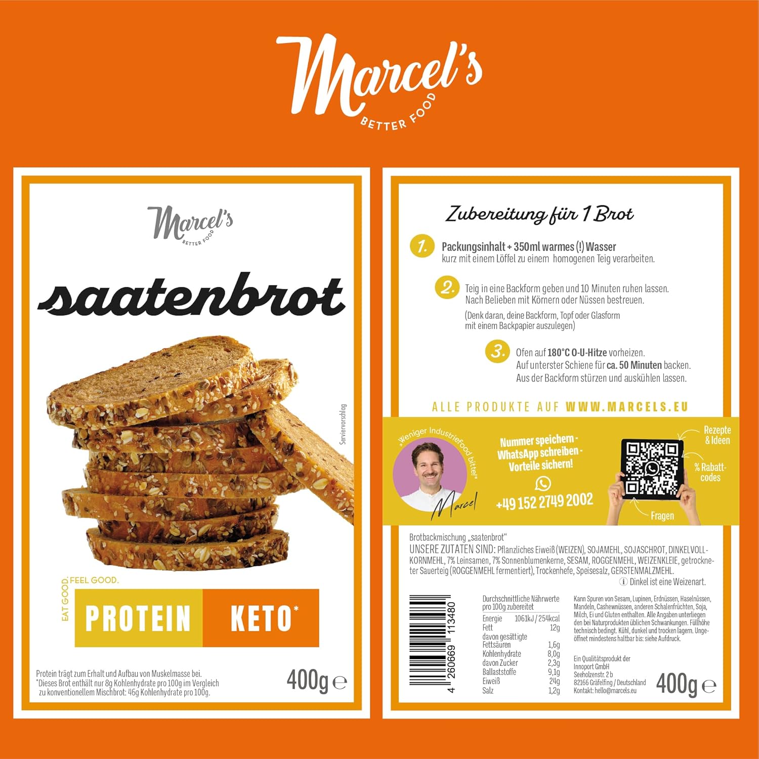 Thumbnail 6 de Marcel's Keto Brot Goldenes Saatenbrot 1200g 🍞