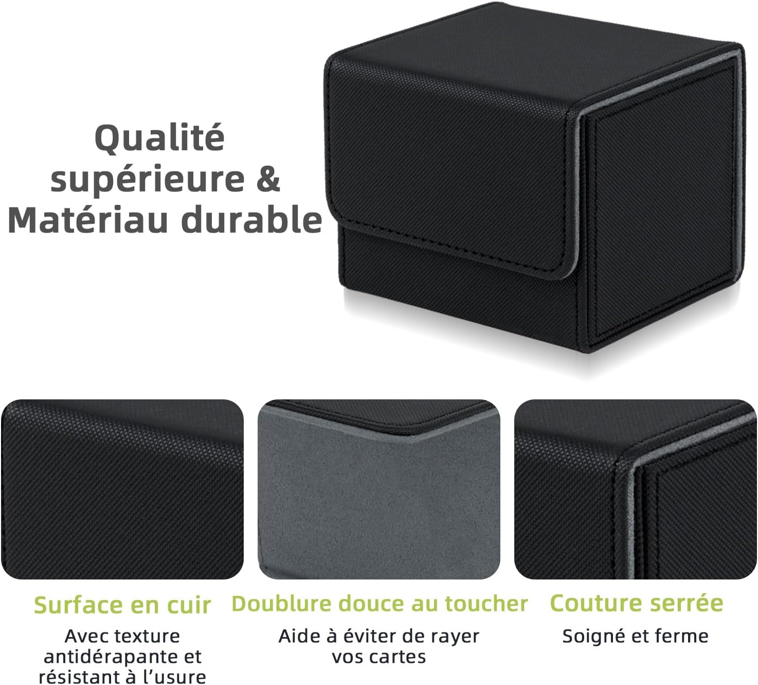Thumbnail 1 de Mcbazel Boîte de rangement MTG en cuir PU noir pour 100+ cartes à manches simples