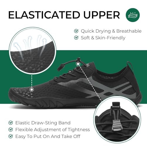 Detalle de SAGUARO Badeschuhe – Schnelltrocknende Aquaschuhe für Damen & Herren, Schwarz, Gr. 44 EU