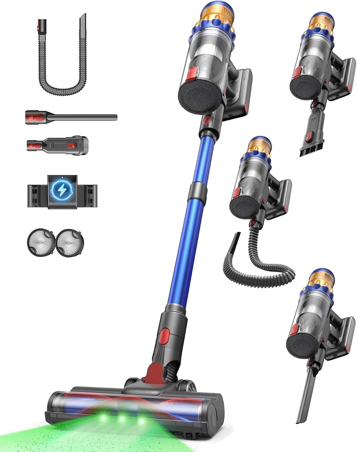 Detalle de PERSAVE P70 Cordless Stick Vacuum, 650W, 55KPa Suction, 1.5L Dust Cup