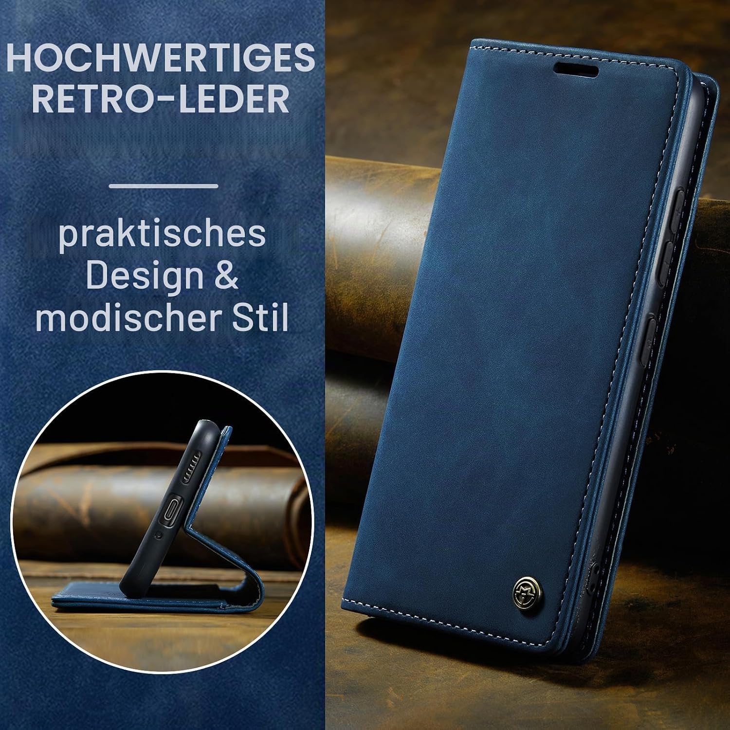 Detalle de Monweicz Klapphülle aus PU-Leder für Xiaomi Poco X7 5G – Blau mit Ständerfunktion, Kartenfach und Magnetverschluss