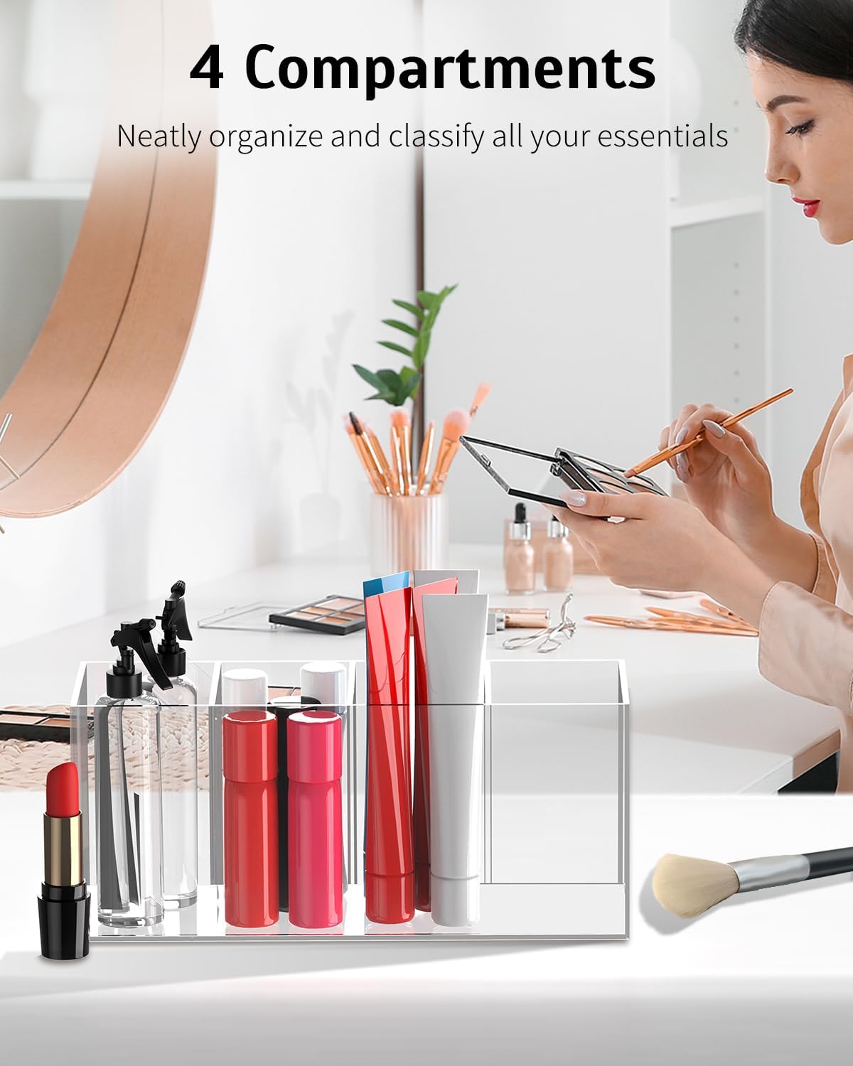 Thumbnail 2 de Uniclife porte-stylos en acrylique transparent avec 4 compartiments (23 x 10 x 7,5 cm)