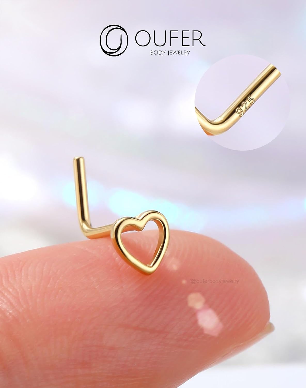 Detalle 2 de OUFER 20G Piercing Naso Cuore 7 mm